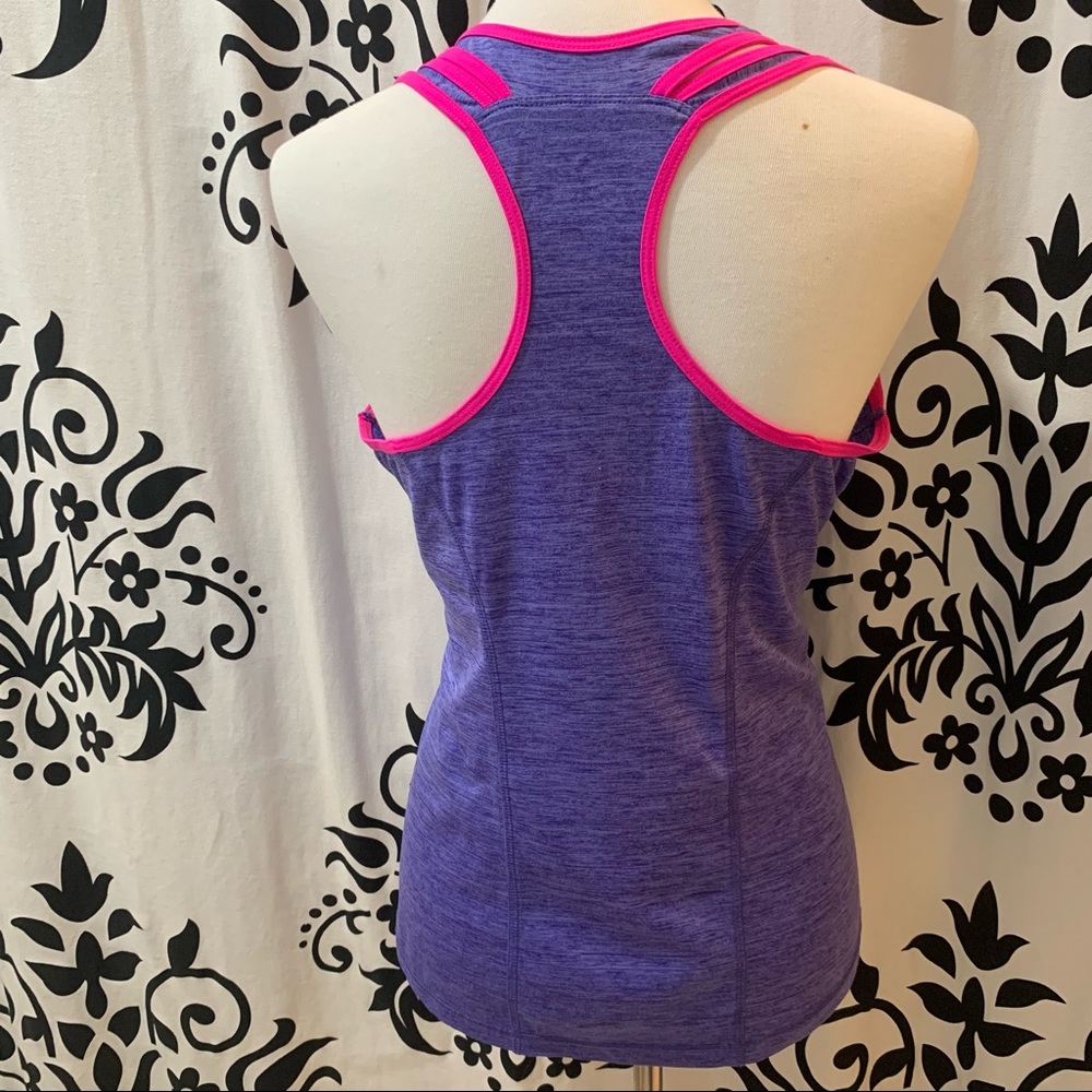 Layer8 Racerback Solid Purple With Pink Trim Tank… - image 2
